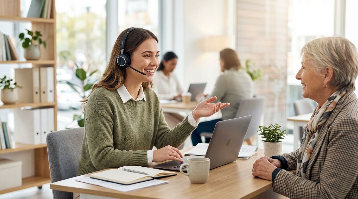 Small business owner at her desk setting a customer service SLA reply-time target for the week