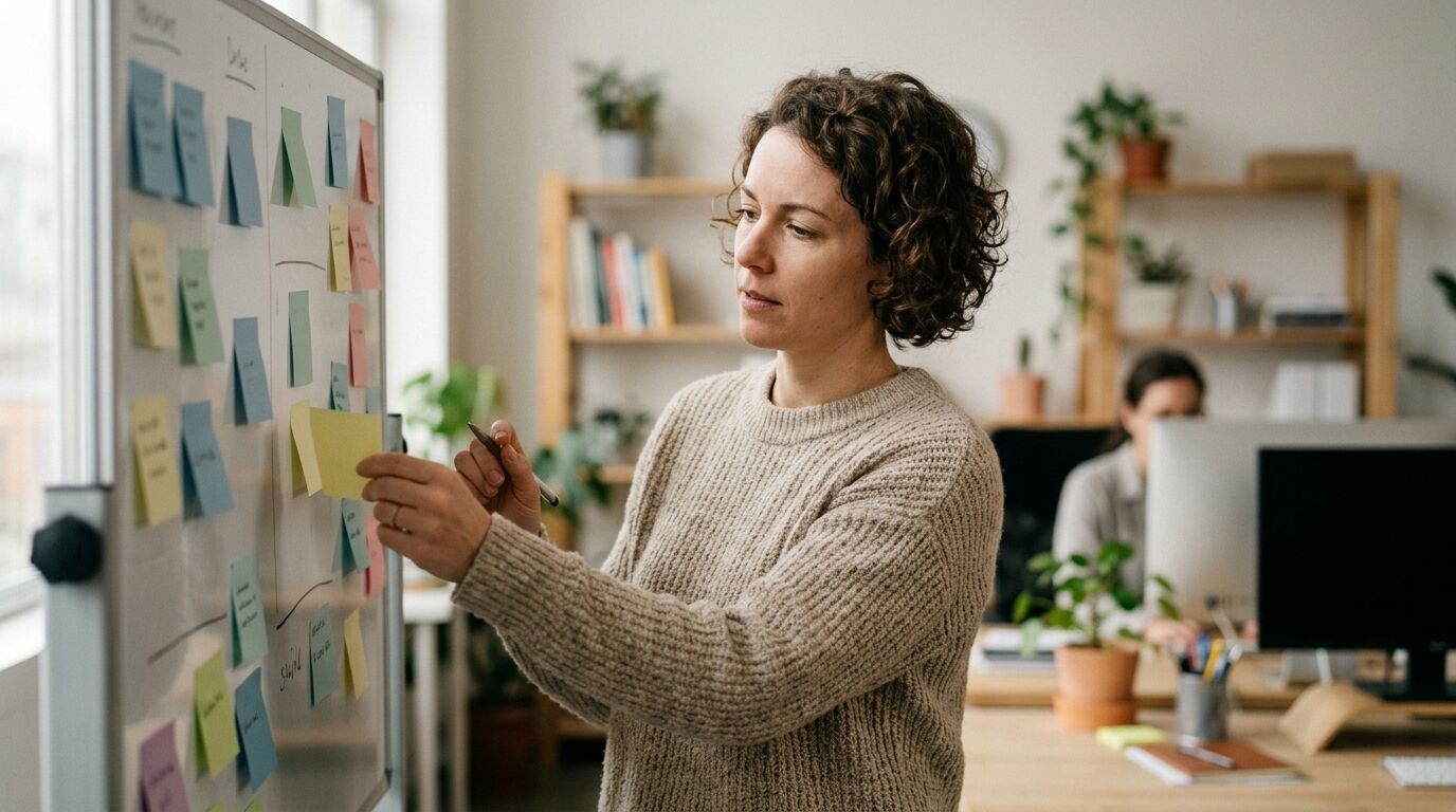 A shop owner smiling as she greets a returning regular at the counter, the everyday moment behind how to get repeat customers