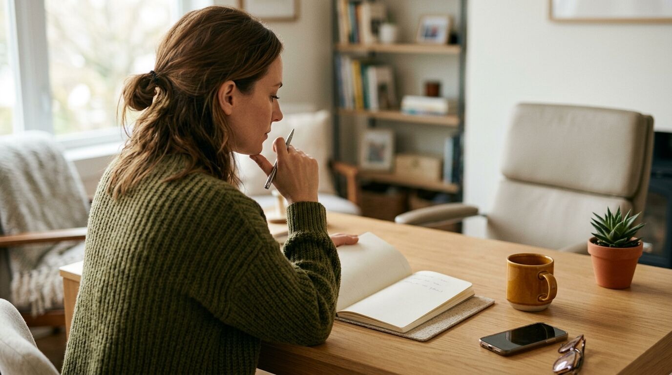 A small-business owner comparing a shared inbox vs help desk while working at a desk